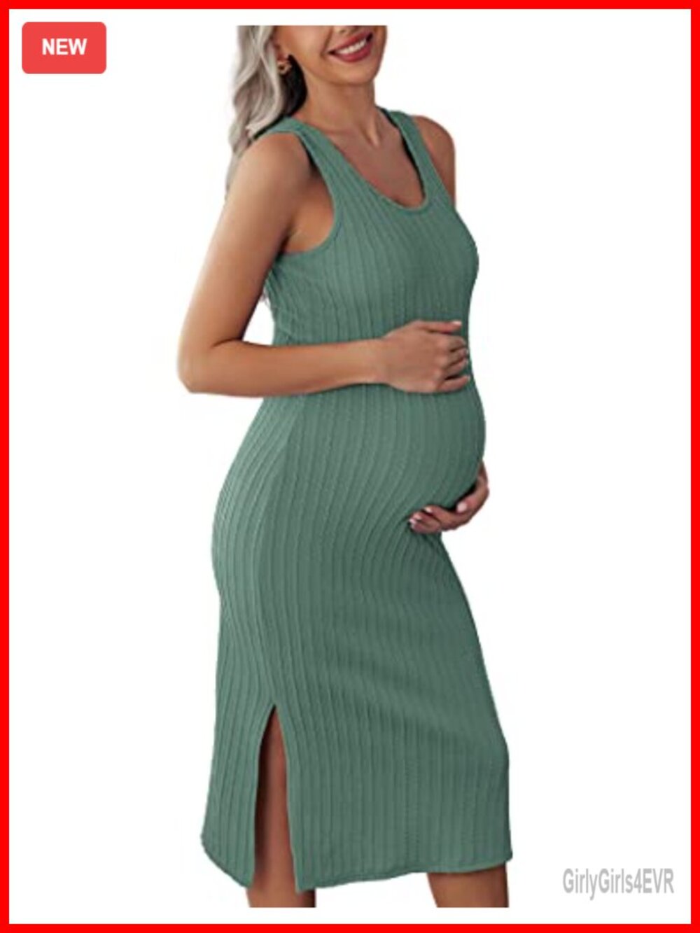 Rib Knit Maternity Tank Bodycon Dress